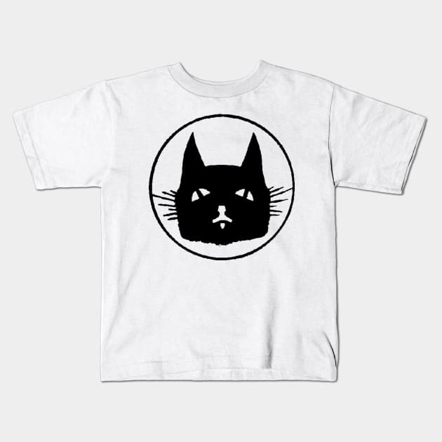 Black Cat Face Kids T-Shirt by Mollie